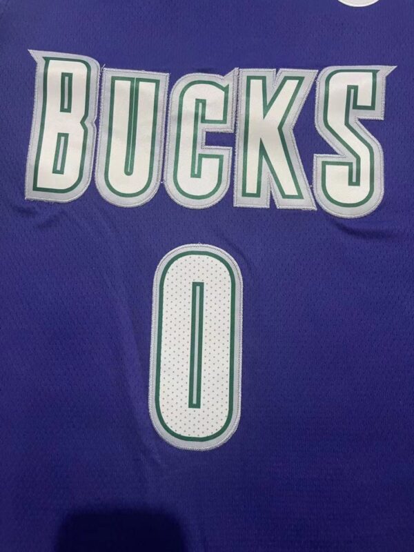 Damian Lillard #0 Milwaukee Bucks Stitched Purple 2023-2024 seasonJersey - Image 3