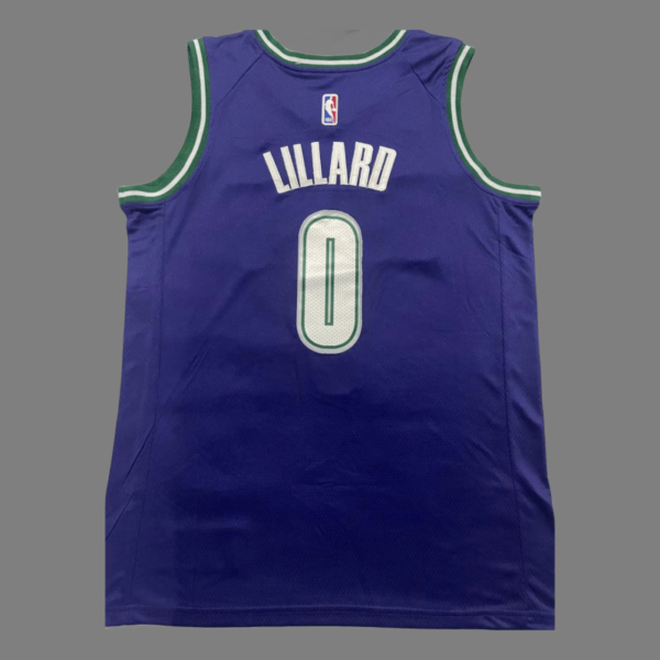Damian Lillard #0 Milwaukee Bucks Stitched Purple 2023-2024 seasonJersey - Image 2