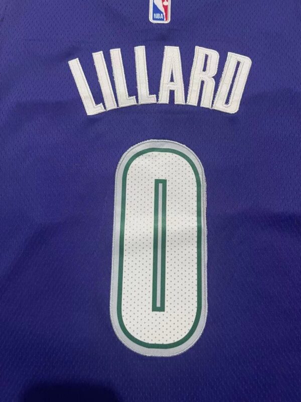 Damian Lillard #0 Milwaukee Bucks Stitched Purple 2023-2024 seasonJersey - Image 4