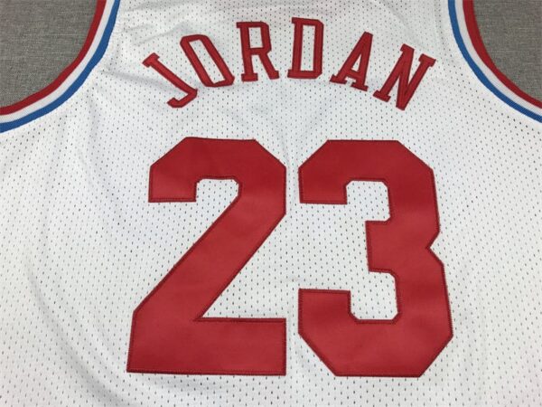 Men's 91 All Star Chicago Bulls Michael Jordan White Hardwood Classics Swingman Jersey - Image 4