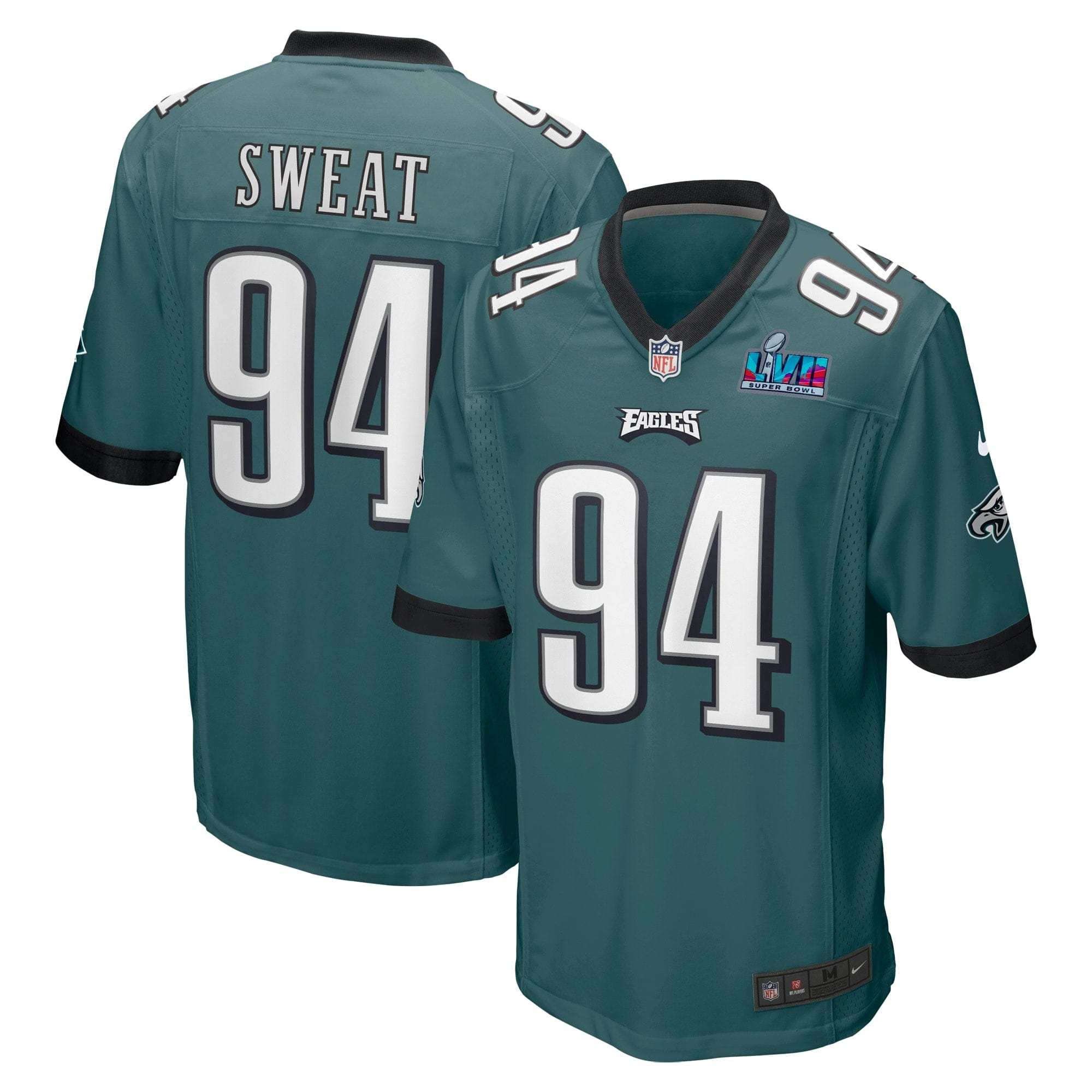 Josh Sweat Philadelphia Eagles Super Bowl LVII Patch Game Jersey - Midnight Green