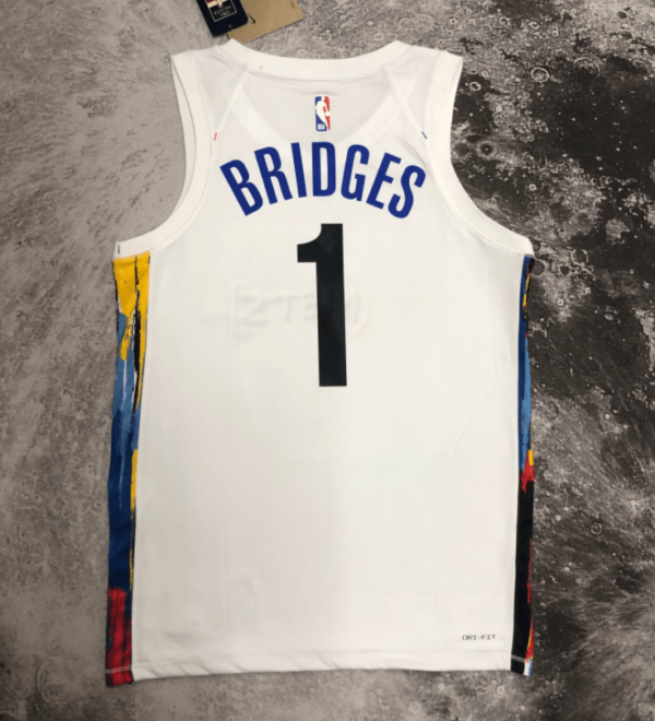 Nets No. 1 Mikal Bridges City Edition White 2023-2024 seasonJersey - Image 2