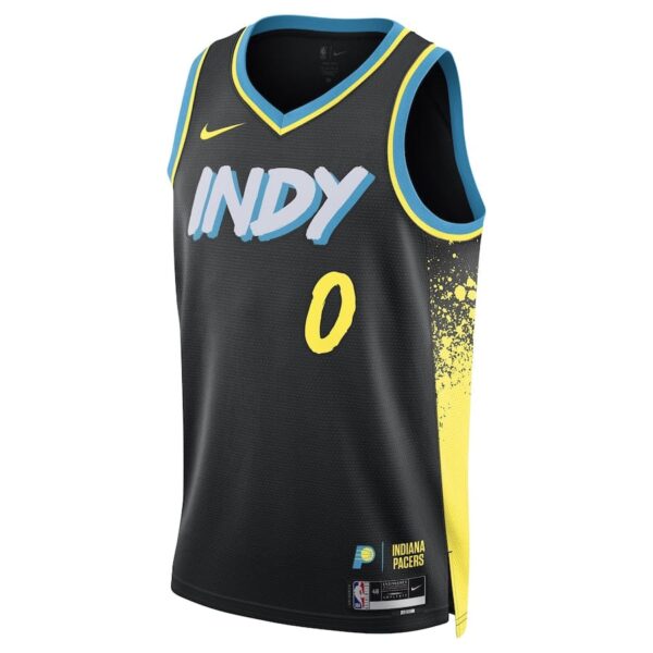 Tyrese Haliburton Indiana Pacers2023-2024 season   Jersey - Black - City Edition - Image 2