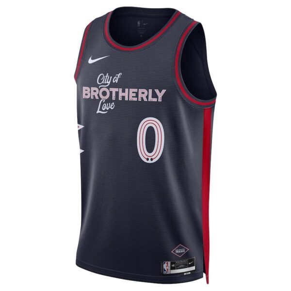 Men's  City Edition Philadelphia 76ers Tyrese Maxey #0 Navy 2023-2024 seasonJersey - Image 2