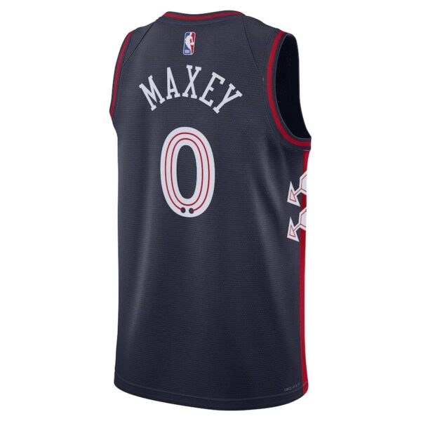 Men's  City Edition Philadelphia 76ers Tyrese Maxey #0 Navy 2023-2024 seasonJersey - Image 3