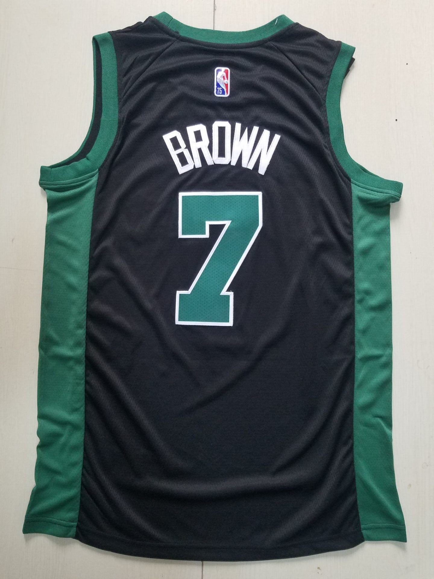 Men's Boston Celtics Jaylen Brown #7 NBA Black Replica Jersey - Image 2