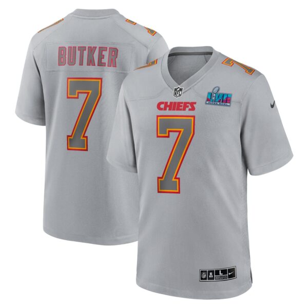 Harrison Butker Kansas City Chiefs  Super Bowl LVII Patch Atmosphere Fashion Game Jersey - Gray - Image 2