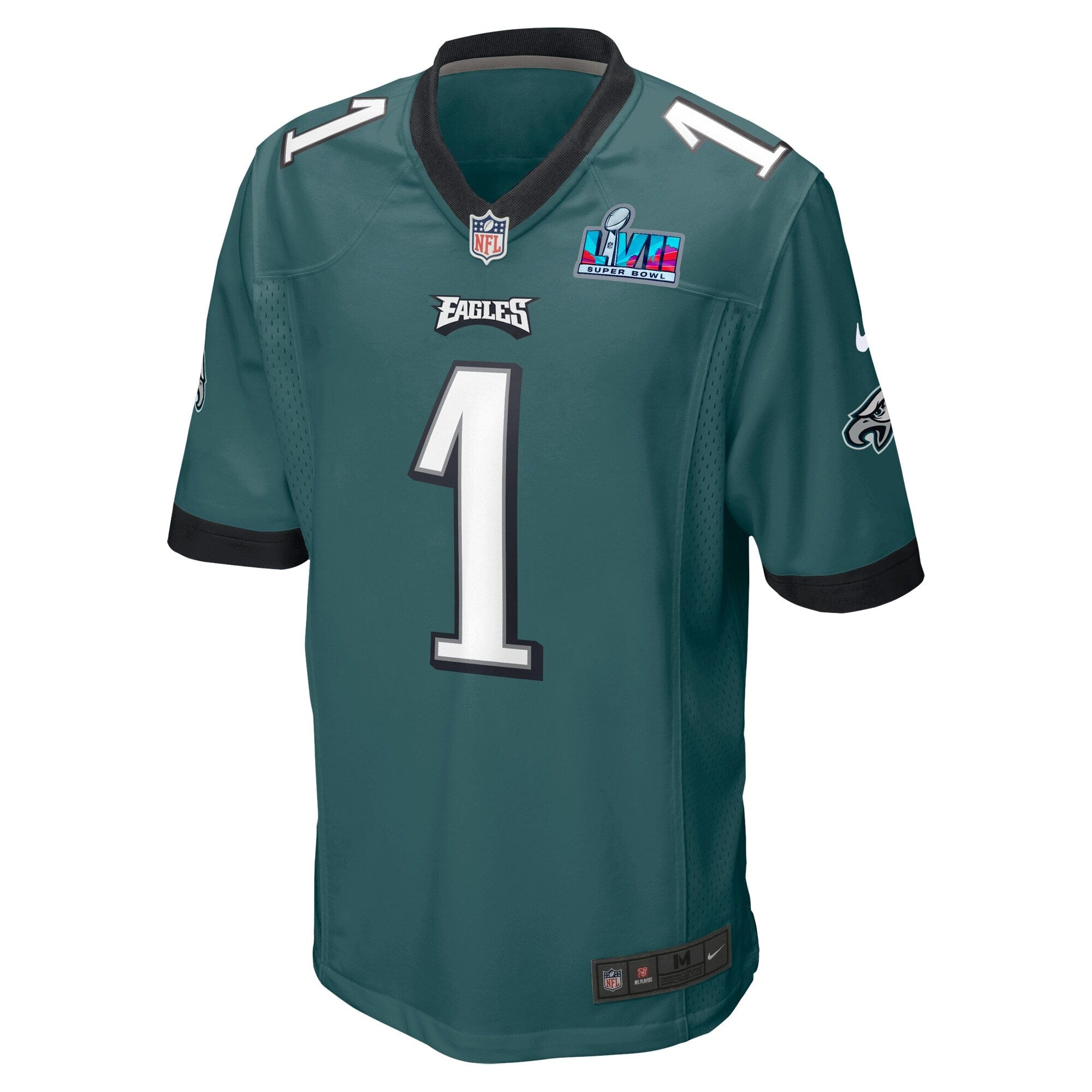 Jalen Hurts Philadelphia Eagles Super Bowl LVII Patch Game Jersey - Midnight Green - Image 3
