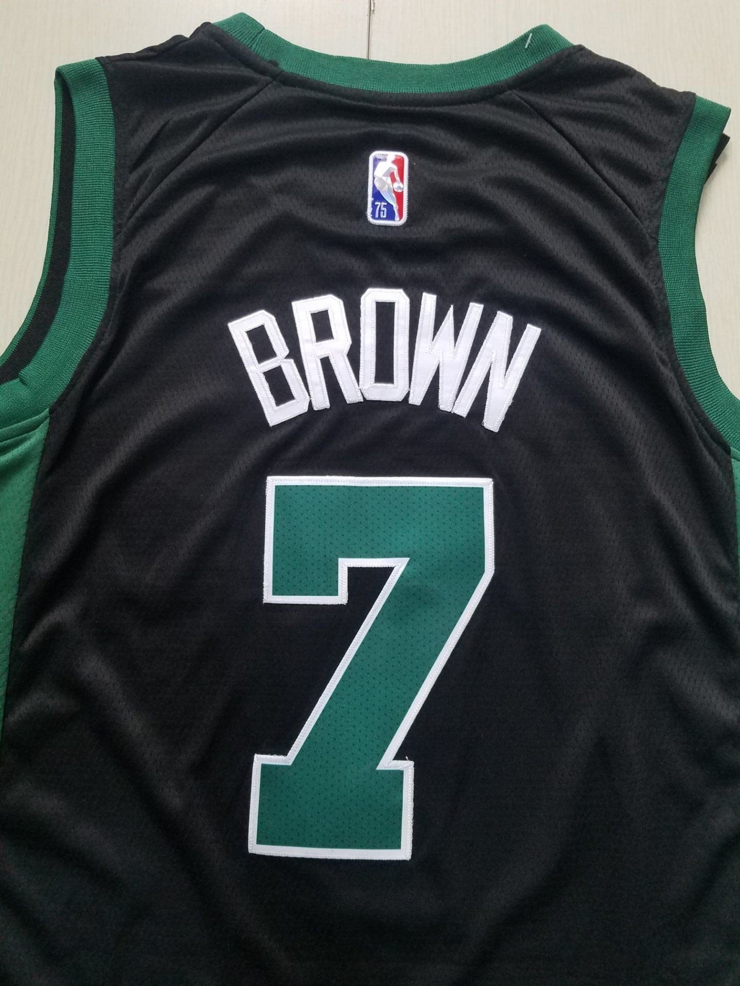 Men's Boston Celtics Jaylen Brown #7 NBA Black Replica Jersey - Image 3