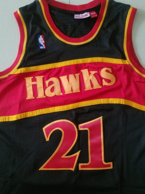 Men's Atlanta Hawks Dominique Wilkins 1986-87 Black Hardwood Classics Swingman Jersey - Image 3