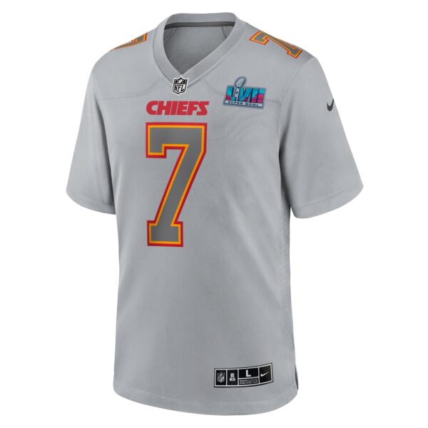 Harrison Butker Kansas City Chiefs  Super Bowl LVII Patch Atmosphere Fashion Game Jersey - Gray - Image 3