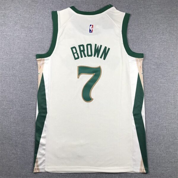 Men's Boston Celtics Jaylen Brown #7 White 2023/24 Swingman Jersey - City Edition - Image 2