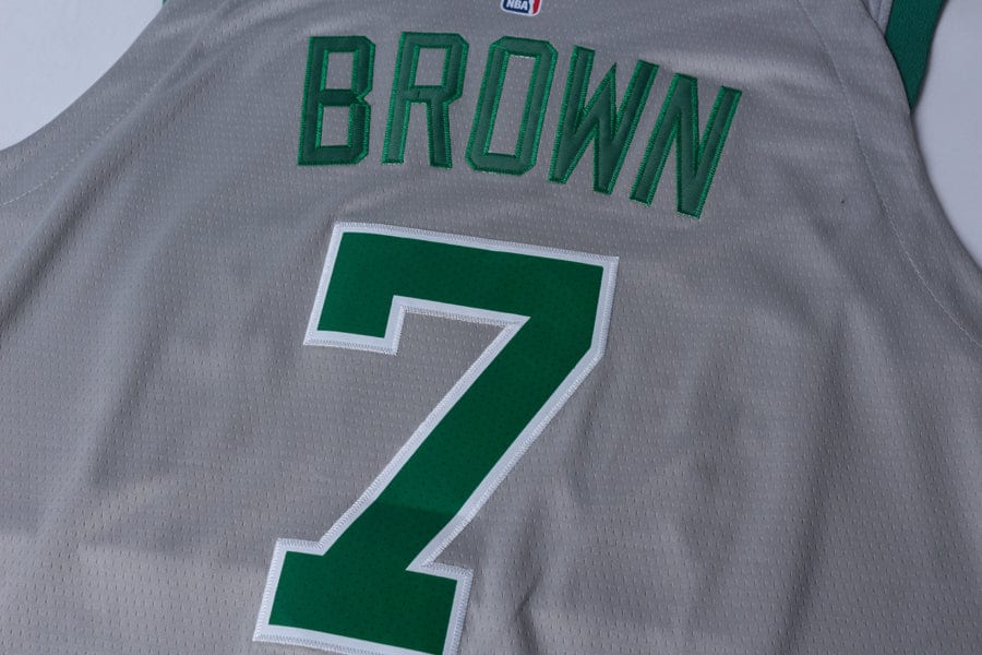 Men's Boston Celtics Jaylen Brown #7 NBA Gray Replica Jersey - Image 4