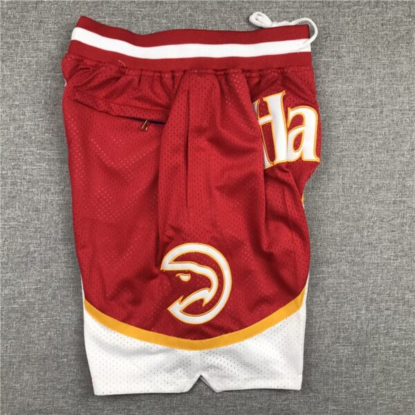 Men's Atlanta Hawks Red/White Basketball Retro Shorts - Image 3