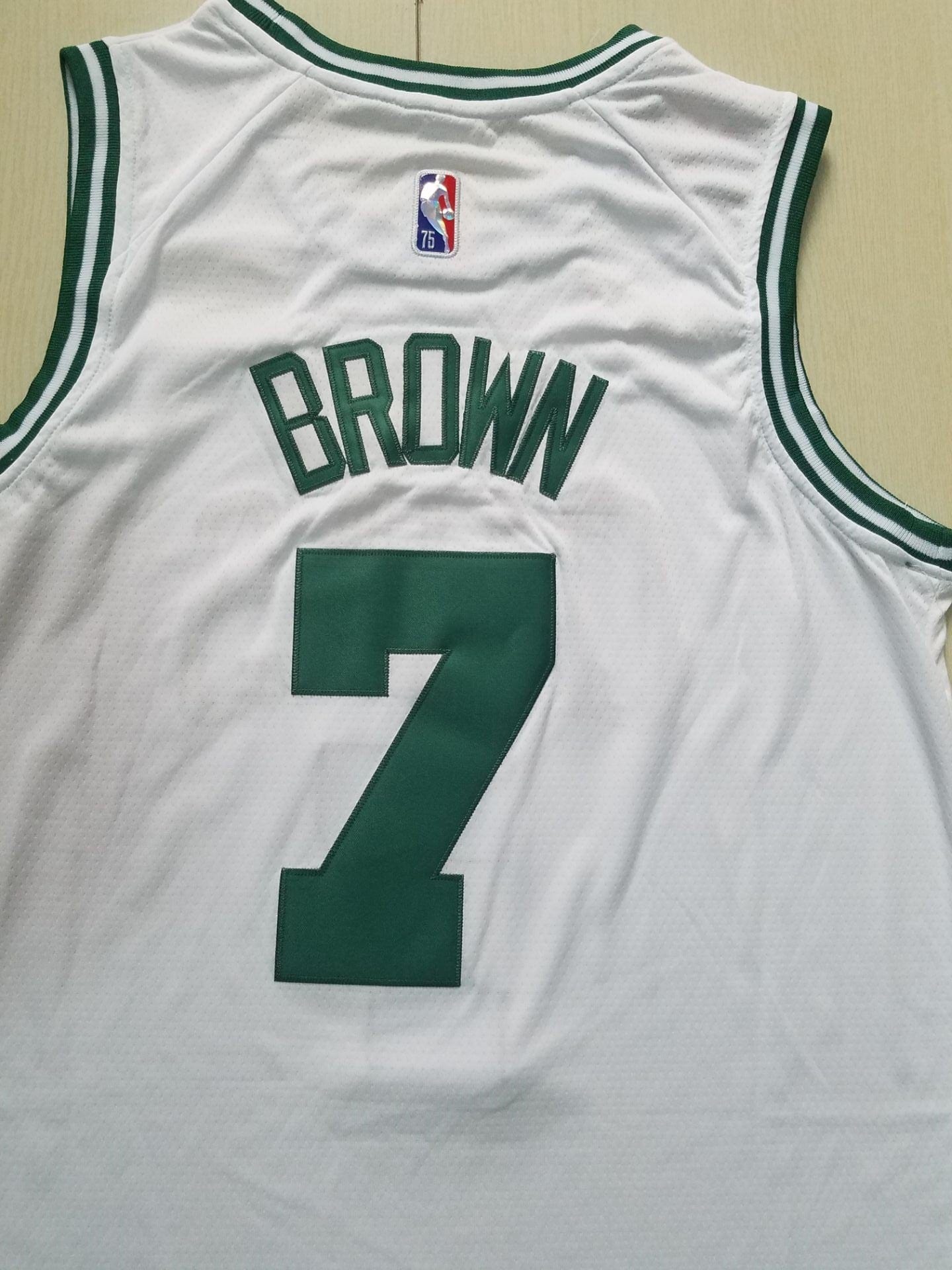 Men's Boston Celtics Jaylen Brown #7 NBA White Replica Jersey - Image 3