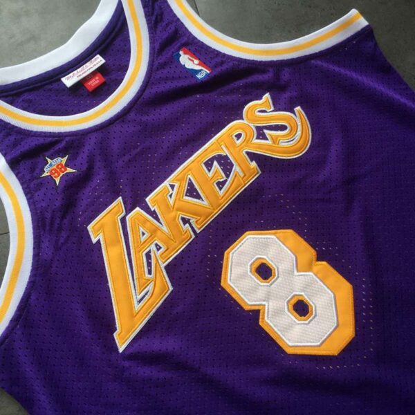Kobe Bryant #8 Los Angeles Lakers Purple Throwback Jersey - Image 6