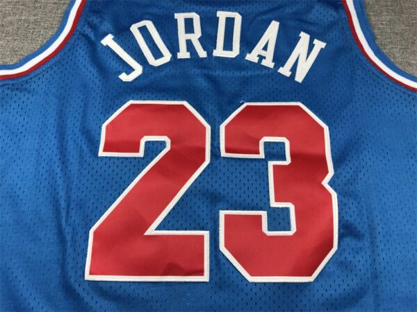 Men's 93 All Star Chicago Bulls Michael Jordan Blue Hardwood Classics Swingman Jersey - Image 4